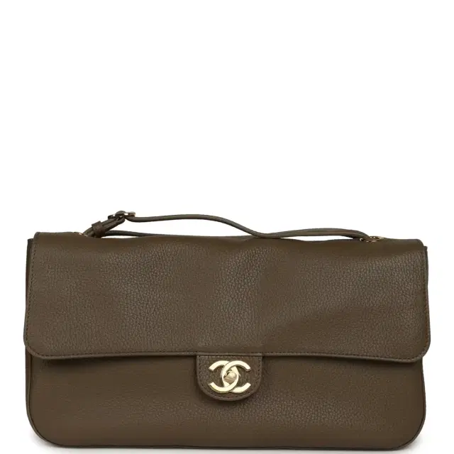 Chanel Maxi "Souplissimo" Small Flap Bag Dark Khaki Grained Calfskin Gold Hardware Chanel Maxi "Souplissimo" Small Flap Bag Dark Khaki Grained Calfskin Gold Hardware
