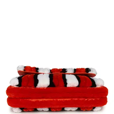 Chanel Chanel Maxi Coco Beach Stripe Flap Bag Orange, White and Black Raffia Gold Hardware | Thumbnail 6 Chanel Chanel Maxi Coco Beach Stripe Flap Bag Orange, White and Black Raffia Gold Hardware | Thumbnail 6