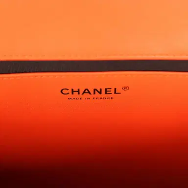 Chanel Chanel Maxi Coco Beach Stripe Flap Bag Orange, White and Black Raffia Gold Hardware | Thumbnail 8 Chanel Chanel Maxi Coco Beach Stripe Flap Bag Orange, White and Black Raffia Gold Hardware | Thumbnail 8