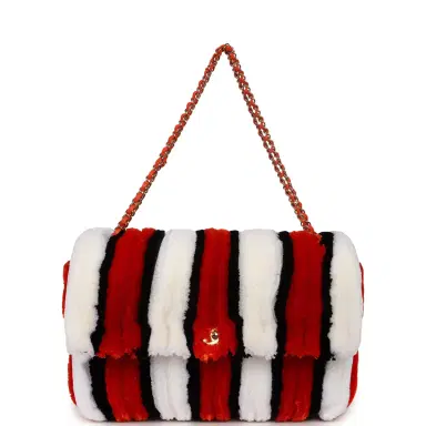 Chanel Chanel Maxi Coco Beach Stripe Flap Bag Orange, White and Black Raffia Gold Hardware | Thumbnail 1 Chanel Chanel Maxi Coco Beach Stripe Flap Bag Orange, White and Black Raffia Gold Hardware | Thumbnail 1