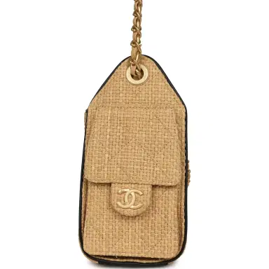 Chanel Chanel Mini 25 Hobo Bag Beige Raffia and Black Calfskin Antique Gold Hardware | Thumbnail 3 Chanel Chanel Mini 25 Hobo Bag Beige Raffia and Black Calfskin Antique Gold Hardware | Thumbnail 3
