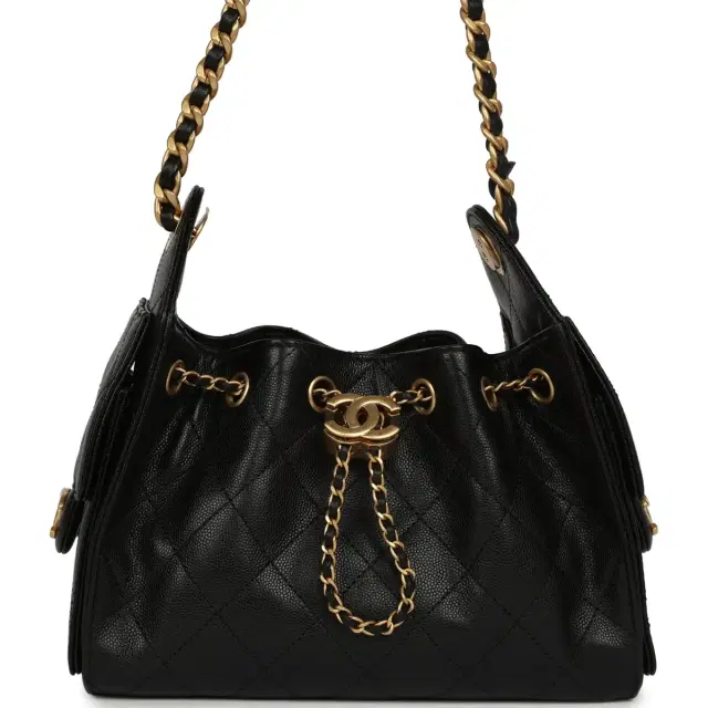 Chanel Mini 25 Hobo Bag Black Caviar Antique Gold Hardware Chanel Mini 25 Hobo Bag Black Caviar Antique Gold Hardware