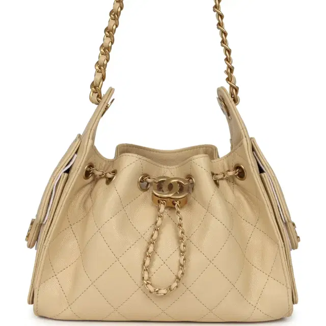 Chanel Mini 25 Hobo Bag Light Beige Caviar Antique Gold Hardware Chanel Mini 25 Hobo Bag Light Beige Caviar Antique Gold Hardware