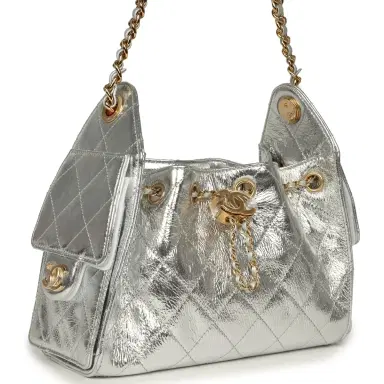 Chanel Chanel Mini 25 Hobo Bag Metallic Silver Caviar Gold Hardware | Thumbnail 2 Chanel Chanel Mini 25 Hobo Bag Metallic Silver Caviar Gold Hardware | Thumbnail 2
