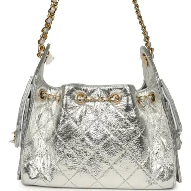 Chanel Chanel Mini 25 Hobo Bag Metallic Silver Caviar Gold Hardware | Thumbnail 4 Chanel Chanel Mini 25 Hobo Bag Metallic Silver Caviar Gold Hardware | Thumbnail 4