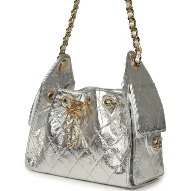 Chanel Chanel Mini 25 Hobo Bag Metallic Silver Caviar Gold Hardware | Thumbnail 5 Chanel Chanel Mini 25 Hobo Bag Metallic Silver Caviar Gold Hardware | Thumbnail 5