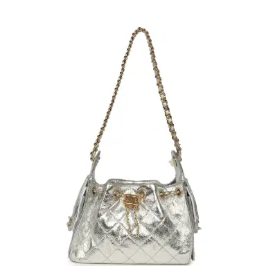 Chanel Chanel Mini 25 Hobo Bag Metallic Silver Caviar Gold Hardware | Thumbnail 7 Chanel Chanel Mini 25 Hobo Bag Metallic Silver Caviar Gold Hardware | Thumbnail 7