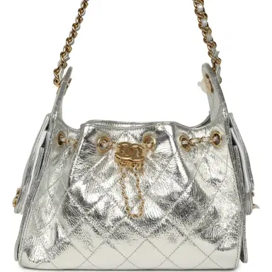 Chanel Chanel Mini 25 Hobo Bag Metallic Silver Caviar Gold Hardware | Thumbnail 1 Chanel Chanel Mini 25 Hobo Bag Metallic Silver Caviar Gold Hardware | Thumbnail 1