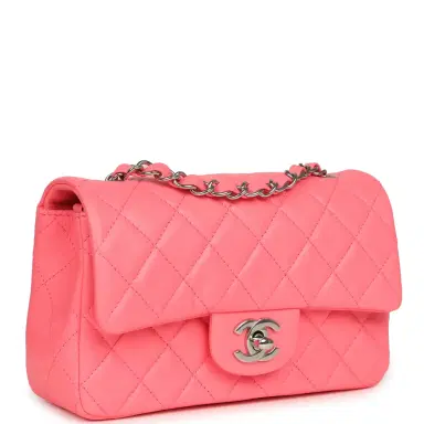Chanel Chanel Mini Classic Rectangular Flap Bag Coral Lambskin Silver Hardware | Thumbnail 2 Chanel Chanel Mini Classic Rectangular Flap Bag Coral Lambskin Silver Hardware | Thumbnail 2