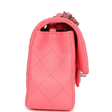 Chanel Chanel Mini Classic Rectangular Flap Bag Coral Lambskin Silver Hardware | Thumbnail 3 Chanel Chanel Mini Classic Rectangular Flap Bag Coral Lambskin Silver Hardware | Thumbnail 3