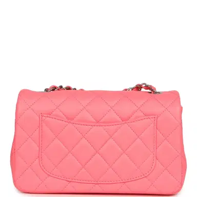 Chanel Chanel Mini Classic Rectangular Flap Bag Coral Lambskin Silver Hardware | Thumbnail 4 Chanel Chanel Mini Classic Rectangular Flap Bag Coral Lambskin Silver Hardware | Thumbnail 4