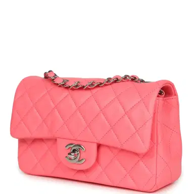 Chanel Chanel Mini Classic Rectangular Flap Bag Coral Lambskin Silver Hardware | Thumbnail 5 Chanel Chanel Mini Classic Rectangular Flap Bag Coral Lambskin Silver Hardware | Thumbnail 5