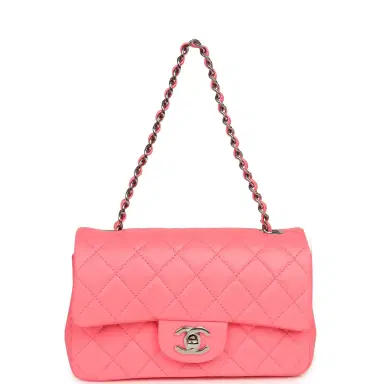 Chanel Chanel Mini Classic Rectangular Flap Bag Coral Lambskin Silver Hardware | Thumbnail 7 Chanel Chanel Mini Classic Rectangular Flap Bag Coral Lambskin Silver Hardware | Thumbnail 7