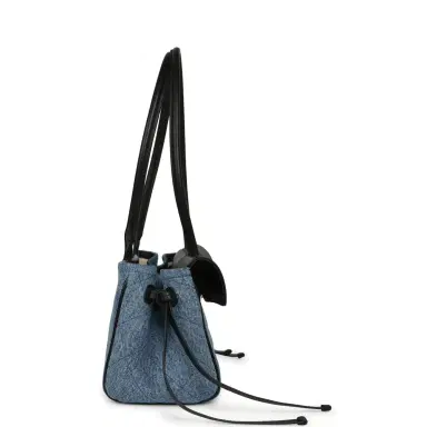 Chanel Chanel Small "Urban Essential" East West Shopping Tote Black Calfskin and Blue Denim Gold Hardware | Thumbnail 3 Chanel Chanel Small "Urban Essential" East West Shopping Tote Black Calfskin and Blue Denim Gold Hardware | Thumbnail 3