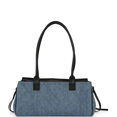 Chanel Chanel Small "Urban Essential" East West Shopping Tote Black Calfskin and Blue Denim Gold Hardware | Thumbnail 4 Chanel Chanel Small "Urban Essential" East West Shopping Tote Black Calfskin and Blue Denim Gold Hardware | Thumbnail 4