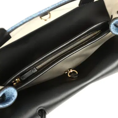 Chanel Chanel Small "Urban Essential" East West Shopping Tote Black Calfskin and Blue Denim Gold Hardware | Thumbnail 7 Chanel Chanel Small "Urban Essential" East West Shopping Tote Black Calfskin and Blue Denim Gold Hardware | Thumbnail 7