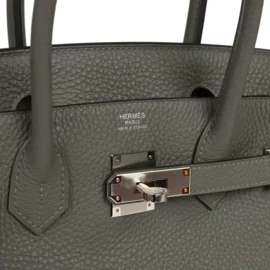 HERMÈS Hermes Birkin 30 Gris Meyer Clemence Palladium Hardware | Thumbnail 7 HERMÈS Hermes Birkin 30 Gris Meyer Clemence Palladium Hardware | Thumbnail 7