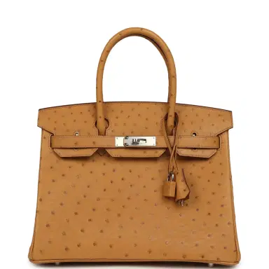 HERMÈS Hermes Birkin 30 Tabac Camel Ostrich Palladium Hardware | Thumbnail 1 HERMÈS Hermes Birkin 30 Tabac Camel Ostrich Palladium Hardware | Thumbnail 1