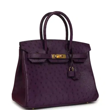 HERMÈS Hermes Birkin 30 Violet Ostrich Gold Hardware | Thumbnail 2 HERMÈS Hermes Birkin 30 Violet Ostrich Gold Hardware | Thumbnail 2