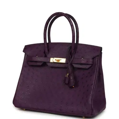 HERMÈS Hermes Birkin 30 Violet Ostrich Gold Hardware | Thumbnail 5 HERMÈS Hermes Birkin 30 Violet Ostrich Gold Hardware | Thumbnail 5