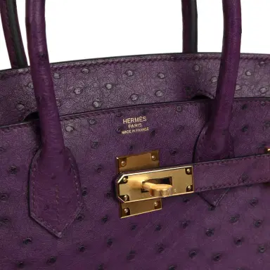 HERMÈS Hermes Birkin 30 Violet Ostrich Gold Hardware | Thumbnail 7 HERMÈS Hermes Birkin 30 Violet Ostrich Gold Hardware | Thumbnail 7
