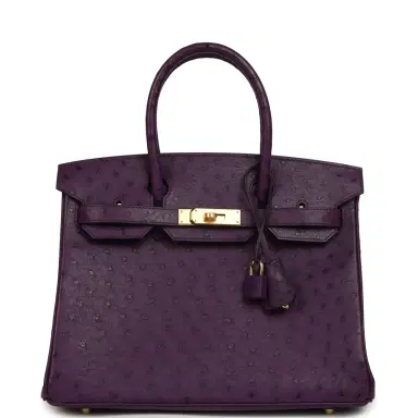 HERMÈS Hermes Birkin 30 Violet Ostrich Gold Hardware | Thumbnail 1 HERMÈS Hermes Birkin 30 Violet Ostrich Gold Hardware | Thumbnail 1