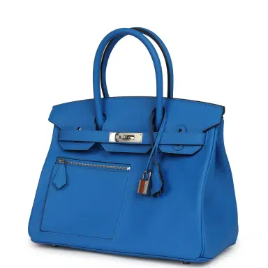 HERMÈS Hermes Colormatic Birkin 30 Bleu Hydra Swift Palladium Hardware | Thumbnail 5 HERMÈS Hermes Colormatic Birkin 30 Bleu Hydra Swift Palladium Hardware | Thumbnail 5