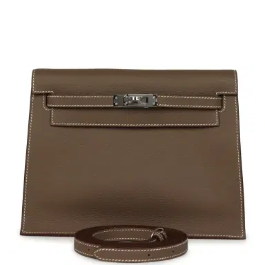 HERMÈS Hermes Kelly Danse Etoupe Evercolor Palladium Hardware | Thumbnail 1 HERMÈS Hermes Kelly Danse Etoupe Evercolor Palladium Hardware | Thumbnail 1