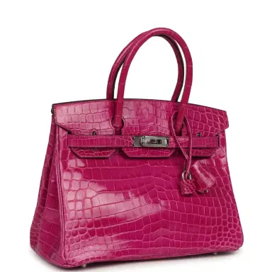 HERMÈS Pre-owned Hermes Birkin 30 Rose Scheherazade Shiny Niloticus Crocodile Palladium Hardware | Thumbnail 2 HERMÈS Pre-owned Hermes Birkin 30 Rose Scheherazade Shiny Niloticus Crocodile Palladium Hardware | Thumbnail 2
