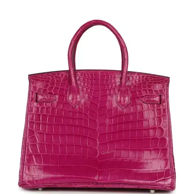HERMÈS Pre-owned Hermes Birkin 30 Rose Scheherazade Shiny Niloticus Crocodile Palladium Hardware | Thumbnail 4 HERMÈS Pre-owned Hermes Birkin 30 Rose Scheherazade Shiny Niloticus Crocodile Palladium Hardware | Thumbnail 4