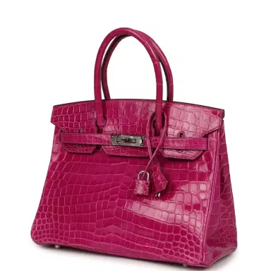 HERMÈS Pre-owned Hermes Birkin 30 Rose Scheherazade Shiny Niloticus Crocodile Palladium Hardware | Thumbnail 5 HERMÈS Pre-owned Hermes Birkin 30 Rose Scheherazade Shiny Niloticus Crocodile Palladium Hardware | Thumbnail 5