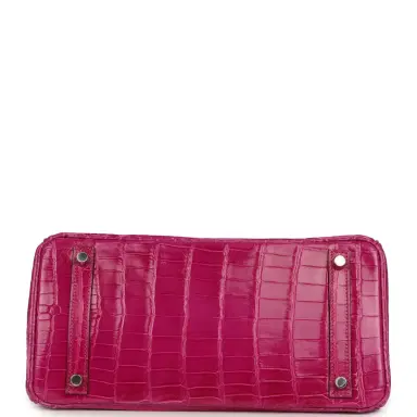 HERMÈS Pre-owned Hermes Birkin 30 Rose Scheherazade Shiny Niloticus Crocodile Palladium Hardware | Thumbnail 6 HERMÈS Pre-owned Hermes Birkin 30 Rose Scheherazade Shiny Niloticus Crocodile Palladium Hardware | Thumbnail 6