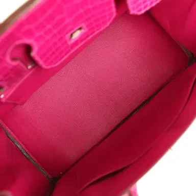 HERMÈS Pre-owned Hermes Birkin 30 Rose Scheherazade Shiny Niloticus Crocodile Palladium Hardware | Thumbnail 8 HERMÈS Pre-owned Hermes Birkin 30 Rose Scheherazade Shiny Niloticus Crocodile Palladium Hardware | Thumbnail 8