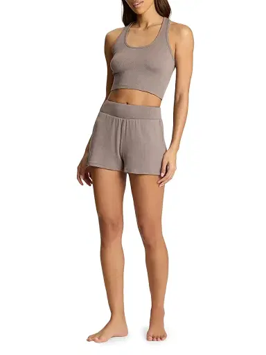 Commando Women's Better Than Basic Pima Cotton Crop Tank - Truffle | Thumbnail 2 Commando Women's Better Than Basic Pima Cotton Crop Tank - Truffle | Thumbnail 2