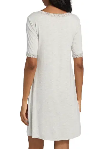 Natori Women's Feathers Essentials Lace-Trim A-line Minidress - Grey - Size XL | Thumbnail 4 Natori Women's Feathers Essentials Lace-Trim A-line Minidress - Grey - Size XL | Thumbnail 4