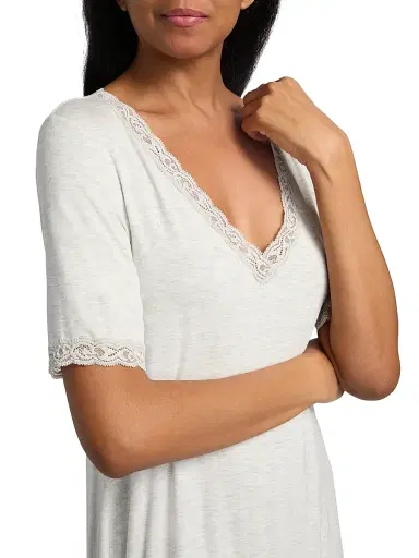 Natori Women's Feathers Essentials Lace-Trim A-line Minidress - Grey - Size XL | Thumbnail 5 Natori Women's Feathers Essentials Lace-Trim A-line Minidress - Grey - Size XL | Thumbnail 5