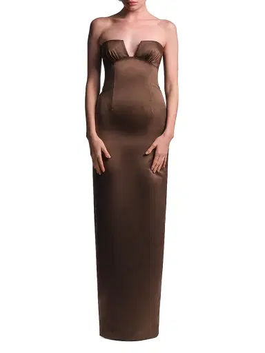 BCBGMAXAZRIA Women's Mariane Strapless Column Gown - Chocolate | Thumbnail 2 BCBGMAXAZRIA Women's Mariane Strapless Column Gown - Chocolate | Thumbnail 2