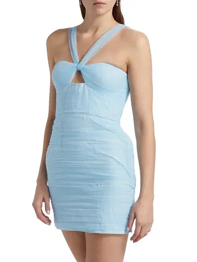 BCBGMAXAZRIA Women's Tulle Halterneck Minidress - Sky Way | Thumbnail 4 BCBGMAXAZRIA Women's Tulle Halterneck Minidress - Sky Way | Thumbnail 4