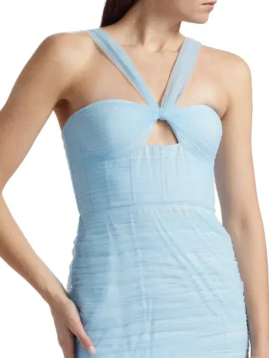 BCBGMAXAZRIA Women's Tulle Halterneck Minidress - Sky Way | Thumbnail 6 BCBGMAXAZRIA Women's Tulle Halterneck Minidress - Sky Way | Thumbnail 6