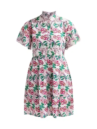 Ro's Garden Women's Vibeka Floral Cotton Mini Dress - Pink Kai - Size Small | Thumbnail 1 Ro's Garden Women's Vibeka Floral Cotton Mini Dress - Pink Kai - Size Small | Thumbnail 1