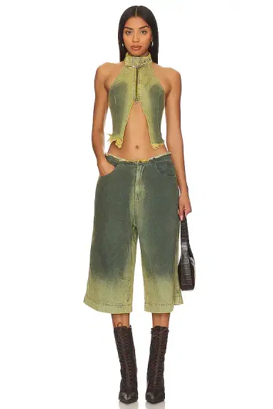 Jaded London Green Denim Buckle Neck Top | Thumbnail 4 Jaded London Green Denim Buckle Neck Top | Thumbnail 4