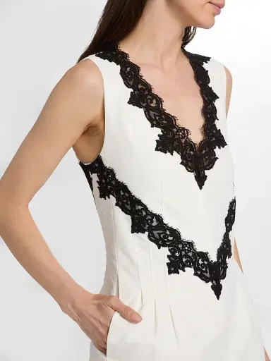 Simkhai Women's Minna Contrast Lace Appliqué Mini Dress - Ivory Multi - Size 14 | Thumbnail 6 Simkhai Women's Minna Contrast Lace Appliqué Mini Dress - Ivory Multi - Size 14 | Thumbnail 6