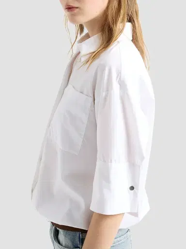 7 For All Mankind Women's Pocket Poplin Cotton Shirt - Popeline Optica | Thumbnail 6 7 For All Mankind Women's Pocket Poplin Cotton Shirt - Popeline Optica | Thumbnail 6