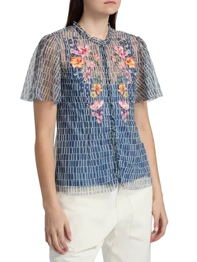 Johnny Was Women's Leandra Izumi-Print Blouse - Izumi - Size XL | Thumbnail 4 Johnny Was Women's Leandra Izumi-Print Blouse - Izumi - Size XL | Thumbnail 4