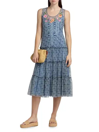 Johnny Was Women's Dorotea Izumi Print Midi Dress - Izumi - Size XL | Thumbnail 3 Johnny Was Women's Dorotea Izumi Print Midi Dress - Izumi - Size XL | Thumbnail 3