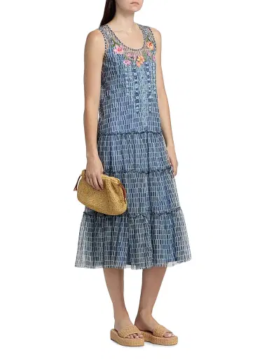 Johnny Was Women's Dorotea Izumi Print Midi Dress - Izumi - Size XL | Thumbnail 4 Johnny Was Women's Dorotea Izumi Print Midi Dress - Izumi - Size XL | Thumbnail 4