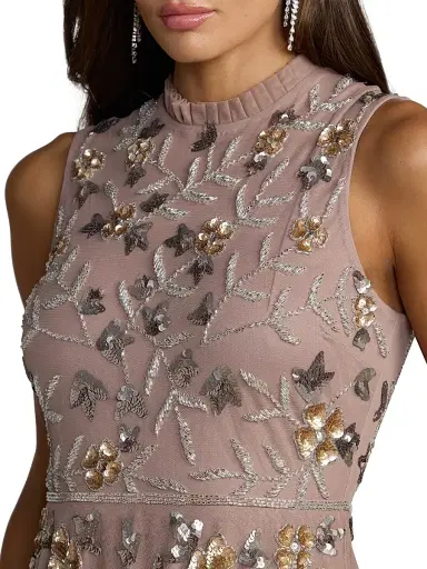 Mac Duggal Women's Floral Embellished Chiffon Cocktail Dress | Thumbnail 3 Mac Duggal Women's Floral Embellished Chiffon Cocktail Dress | Thumbnail 3
