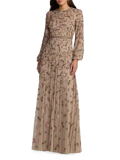 Mac Duggal Women's Embellished Blouson Sleeve Tulle Gown | Thumbnail 1 Mac Duggal Women's Embellished Blouson Sleeve Tulle Gown | Thumbnail 1
