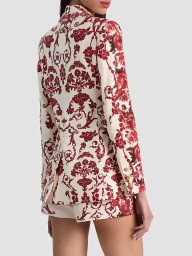 Alice + Olivia Women's Macey Floral Linen-Blend Fitted Blazer - Winding Road | Thumbnail 3 Alice + Olivia Women's Macey Floral Linen-Blend Fitted Blazer - Winding Road | Thumbnail 3