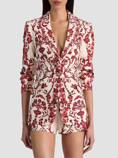 Alice + Olivia Women's Macey Floral Linen-Blend Fitted Blazer - Winding Road | Thumbnail 4 Alice + Olivia Women's Macey Floral Linen-Blend Fitted Blazer - Winding Road | Thumbnail 4